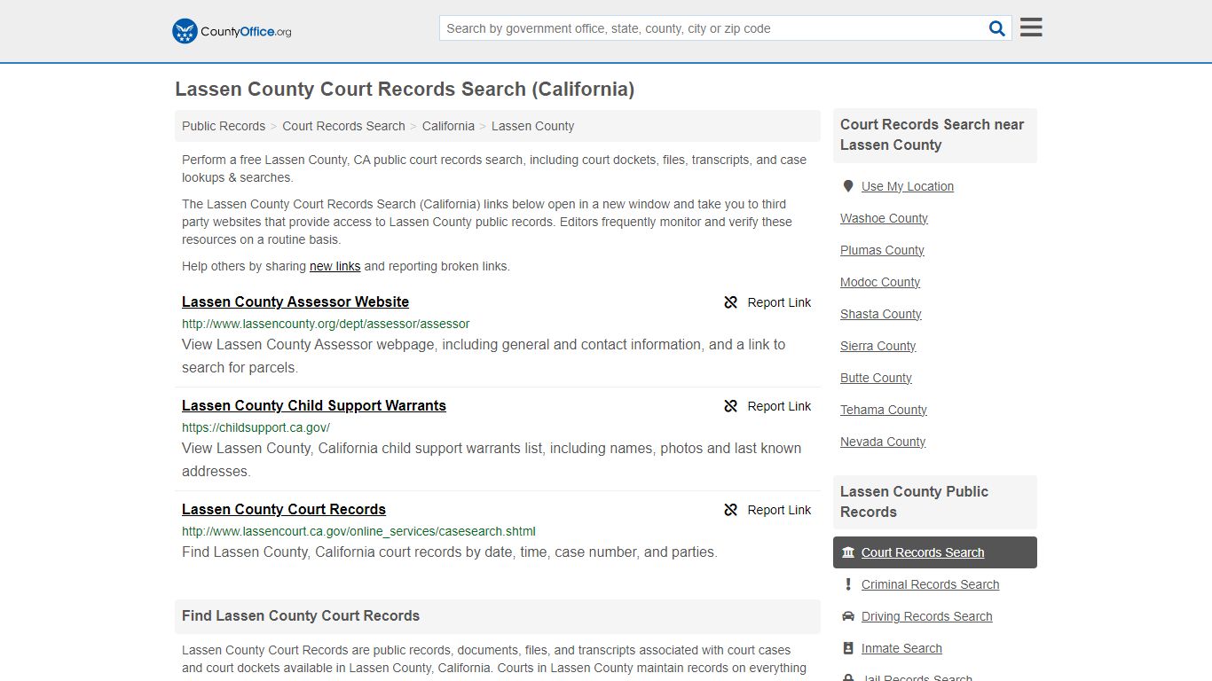 Lassen County Court Records Search (California) - County Office