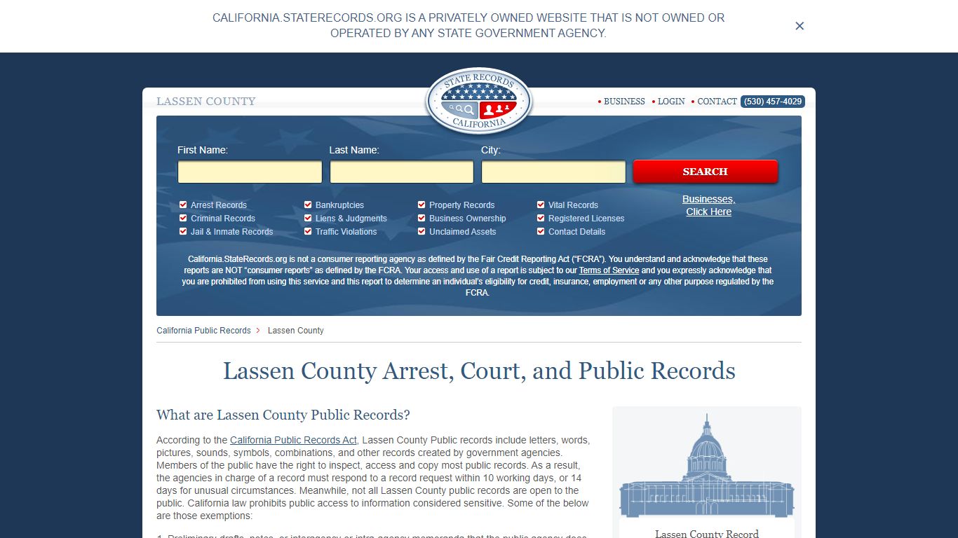 Lassen County Arrest, Court, and Public Records